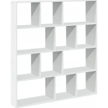 Knihovna Regál s 12 přihrádkami, dřevotříska, bílý, 132x29x141,5 cm