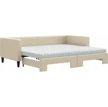 Zahradní lehátko Rozkládací lehátko 2 v 1 krémové, 223 x 100 x 68 cm ve složeném stavu