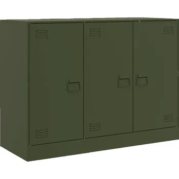 Komoda Skříňka olivově Zeleň z válcované oceli 99x39x73 cm, 3 úchyty
