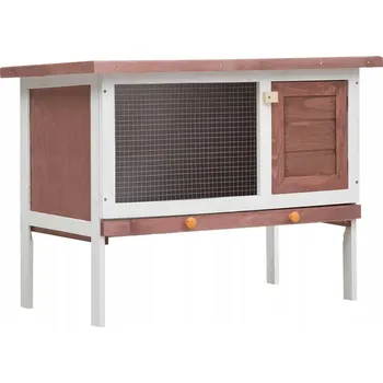 Dřevěná klec pro králíky se zelenou střechou, 90x45x65 cm, hnědo-bílá