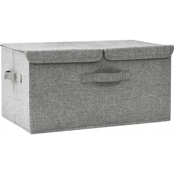 Úložný box Skládací box se 2 přihrádkami, šedý, 50x30x25 cm, polyester a polypropylen