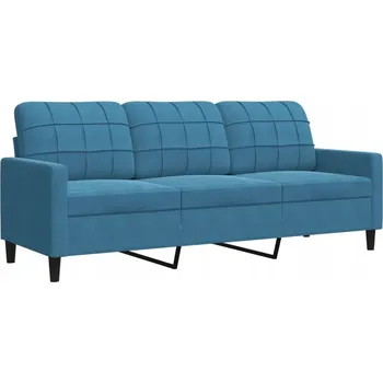 Pohovka Třímístná sametová pohovka modrá 197x77x80 cm