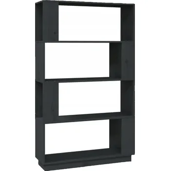 Knihovna Police na knihy z masivního borovicového dřeva, šedá, 80 x 25 x 132 cm