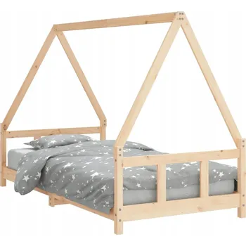 Dětská postel Dětská dřevěná postel ve tvaru domečku, masivní borovicové dřevo, 195,5 x 95,5 x 13
