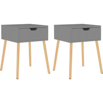 Noční stolek Noční stolek se zásuvkou, materiál na bázi dřeva, šedá, 40x40x56 cm