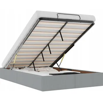Postel Rám postele Otomana světle šedá 203 x 120 x 23,5 cm s zdvihacím mechanismem