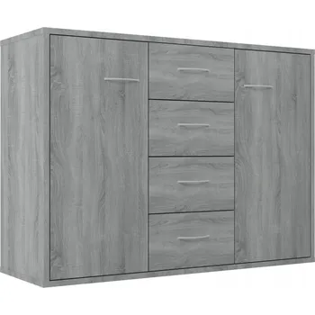 Komoda Minimalistická komoda se 4 zásuvkami a 2 dvířky, šedý dub Sonoma