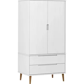 Šatní skříň Skříň MOLDE Lite Borovicové dřevo Bílá 90x55x175 cm