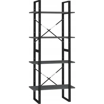 Knihovna Regál na knihy industriální, masivní borové dřevo, šedý, 60x30x140 cm