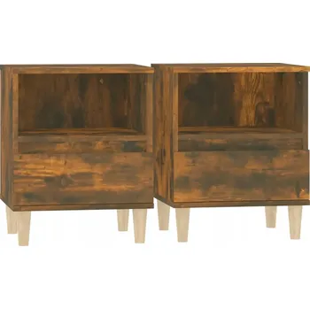 Noční stolek Elegantní Noční Stolek z eukalyptového dřeva, kouřový dub, 40x35x50