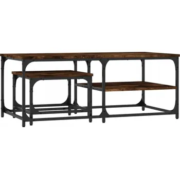 Konferenční stolek Sada zasouvacích konferenčních stolků, kouřový dub, 100x50x40 cm & 39x