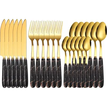 Příbor PŘÍBORY SADA PŘÍBORŮ SOUPRAVA 24 ks pro 6 osob s nožem, vidličkou a lžící