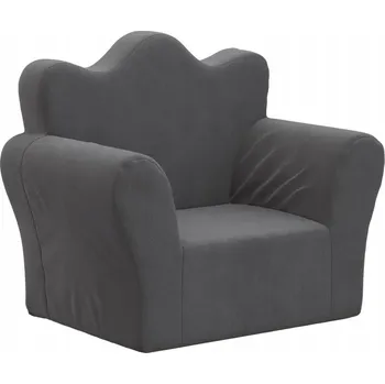 Pohovka Měkká dětská pohovka z plyše se snímatelným potahem, antracitová, 54x3