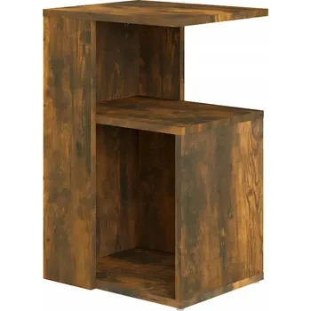 Konferenční stolek Boční stolek ve tvaru písmene G, dřevěný, kouřový dub, 36x30x
