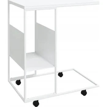 Konferenční stolek Boční stolek ve tvaru písmene, bílý, 55 x 36 x 63,5 cm, dřevěný