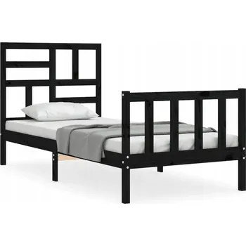 Postel Černá postel z masivního borovicového dřeva 195,5 x 80,5 x 104 cm