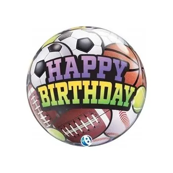 Balónek Fóliový balónek Takara Kosan Bubble Birthday - Narozeninové sportovní míče, 56 cm