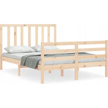 Postel Dřevěná borovicová postel 205,5x125,5x100 cm, přírodní, s čelem