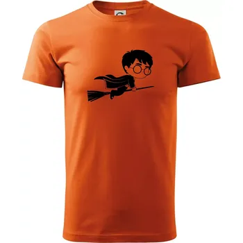 Pánské tričko Harry obrázek na koštěti - Klasické pánské triko vyšší gramáže - S ( Oranžová )