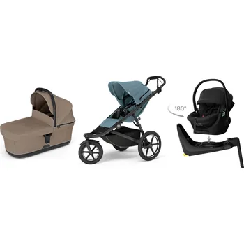 Přeprava dětí Originální set THULE 4 v 1 Mid Blue, Tinted Taupe, Black Celoodpružený ikonický kočárek do každého terénu