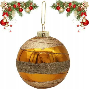 Vánoční dekorace VÁNOČNÍ KOULE Z PLASTU GOLD BROKAT DEKORACE PŘÍVĚSEK NA VÁNOČNÍ STROMEČEK 8 cm