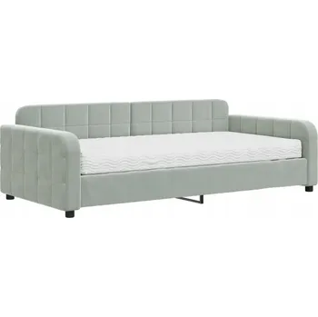 Pohovka Světle šedá pohovka s matrací 223 x 110 x 71 cm