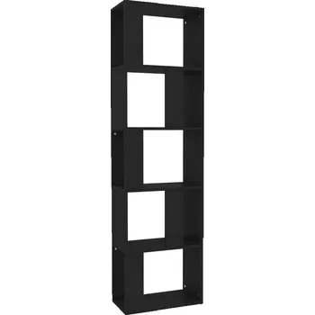 Knihovna Regál s 5 přihrádkami, dřevotříska, černý, 45x24x159 cm