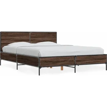Postel Rám postele hnědý dub 203 x 143 x 80 cm s kovovými nohami