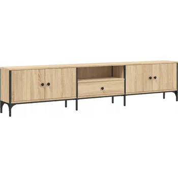 Televizní stolek TV stolek z materiálu na bázi dřeva, kovový rám, dub sonoma 200x25