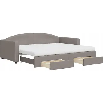 Pohovka Rozkládací lehátko-pohovka taupe 223 x 100 x 75 cm, se 2 matracemi a zásuvkou