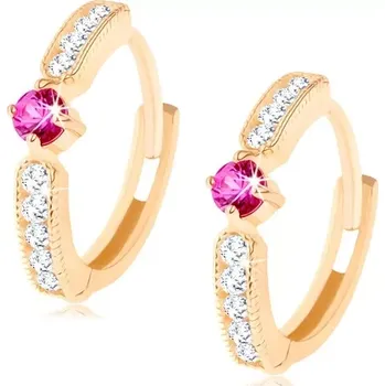 Náušnice Zlaté náušnice 14K se syntetickým rubínem a zirkony