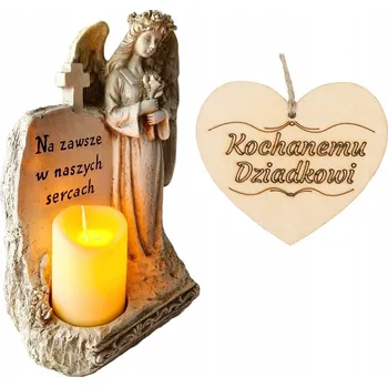 Svíčka HŘBITOVNÍ SVÍČKA PRO DĚDEČKA ANDĚL HŘBITOVNÍ SVÍČKA Anděl strážný S LED SVÍČKOU NA HROB
