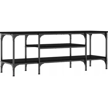 Televizní stolek Industriální TV stolek s policemi, černý, 121x35x45 cm