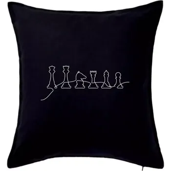 Polštář Šachové figurky v řadě - obrys - Polštář 50x50 - 50x50 - Pouze potah ( Černá )