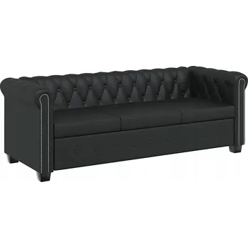 Pohovka Třímístná pohovka Chesterfield prošívaná černá 200,5x76x70 cm