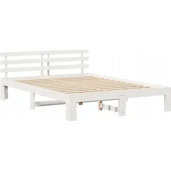 Postel Rám postele 140x200 cm z masivního borovicového dřeva, bílý