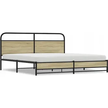 Postel Kovový rám postele s čelem dub sonoma 207 x 206 x 100 cm