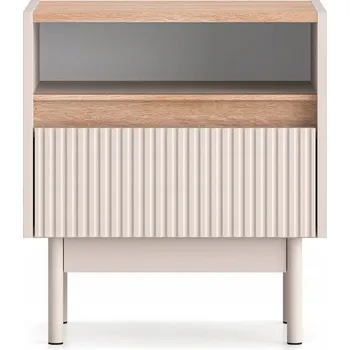 Noční stolek NOČNÍ STOLEK S FRÉZOVÁNÍM DO LOŽNICE KONSIMO NALIA - KRÉMOVÁ/DUB 50x55x35