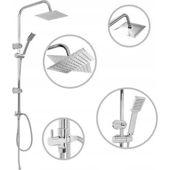 Sprchový set Sprchový Set s Dešťovou Hlavicí a Ruční Sprchou, Stříbrný, 200x200