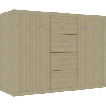 Komoda Komoda minimalistická se 4 zásuvkami a 2 dvířky, dub Sonoma, 88x30x65 cm