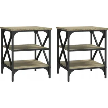 Konferenční stolek Odkládací stolky v industriálním stylu, dub sonoma, 40x42x50 cm