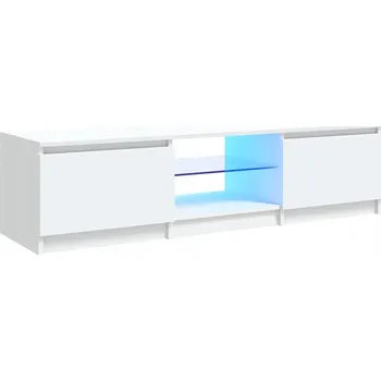 Televizní stolek TV stolek s RGB LED osvětlením, bílý, 140x40x36 cm