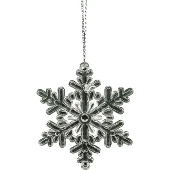 Vánoční dekorace Sada 5 ks vánočních ozdob plastová průhledná ve tvaru sněhové vločky 5,3 cm Pověšení za provázek na vánoční stromek