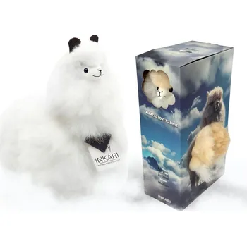 plyšák Inkari Alpaka medium Ivory White plyšová hračka ručně vyrobená v Peru ze 100% vlny