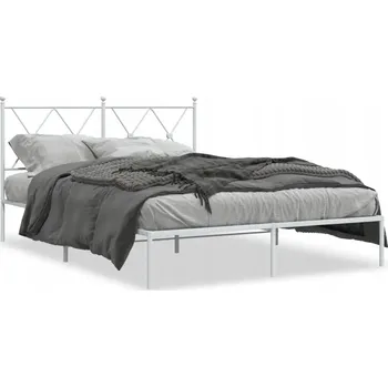 Postel Bílý kovový rám postele 196 x 146 x 90,5 cm s úložným prostorem