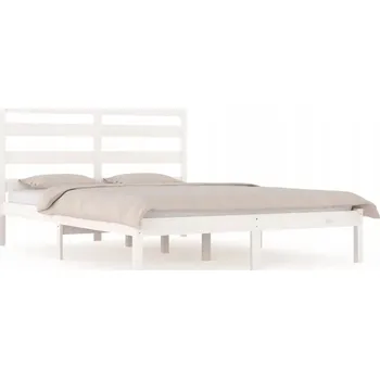 Postel Bílý rám postele z masivního borovicového dřeva 195,5 x 125,5 x 100 cm