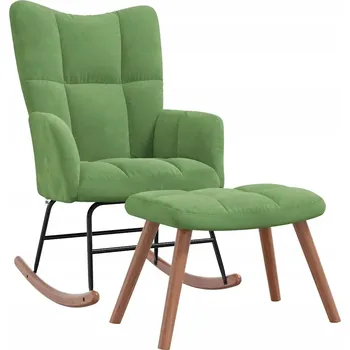 Křeslo Houpací křeslo s podnožkou, samet, světle zelené, 61x78x98 cm, 47x31x37,5 cm