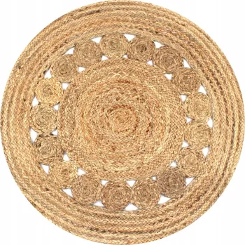 Koberec Ručně Pletený Koberec z Juty, Kulatý, Přírodní, Průměr 90 cm
