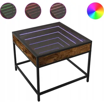 Konferenční stolek Konferenční stolek LED Infinity s RGB osvětlením, kouřový dub, 50x50x41 cm