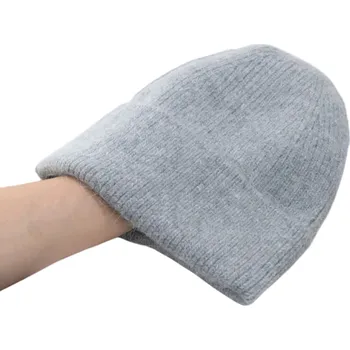 Pokrývka hlavy Zimní plyšová termo pletená čepice s králičí kožešinou Candy Color korejský styl Unisex módní teplá čepice pro ženy a muže na podzim a zimu šedá